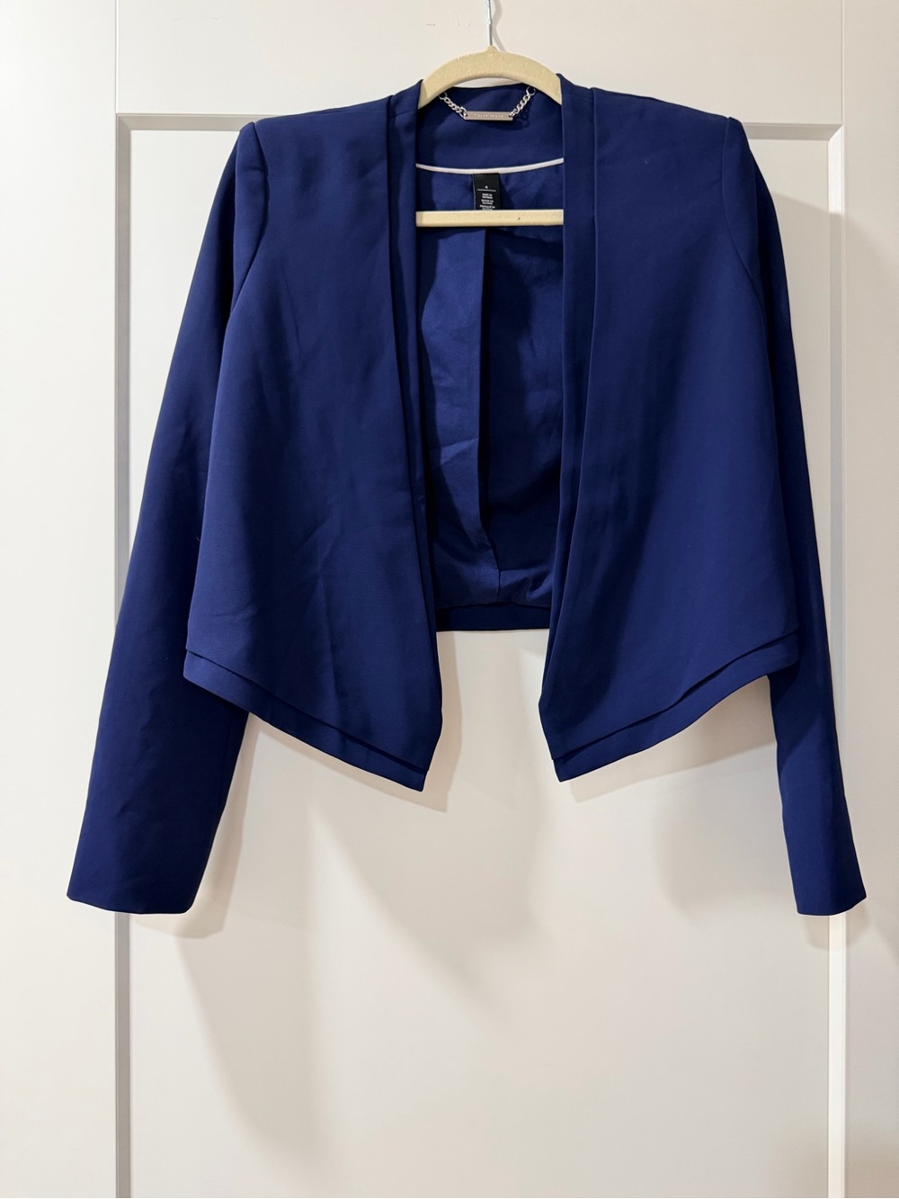 White House Black Market Navy Open-Front Cropped Blazer - size 4